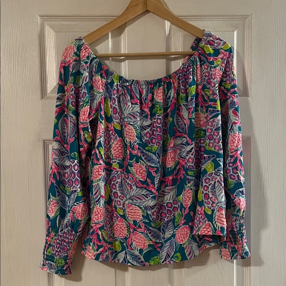 Lilly Pulitzer Tops - Lilly Pulitzer Vibrant Floral Off-Shoulder Blouse